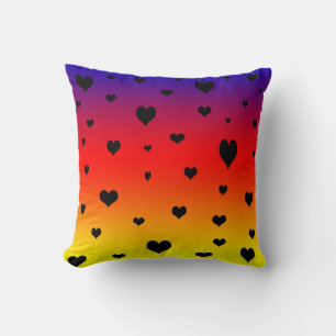 Hearts On A Rainbow Colour,  Throw Cushion. Pillow