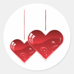 Hearts on a String Classic Round Sticker