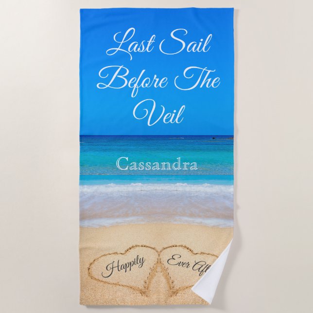 Hearts on Beach Last Sail Bachelorret Beach Towel (Front)