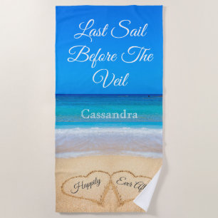 Hearts on Beach Last Sail Bachelorret Towel