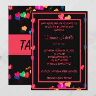 Hearts on Black Invitation