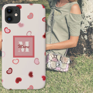 Hearts on Cement White in Pink to Red Ombre Case-Mate iPhone Case