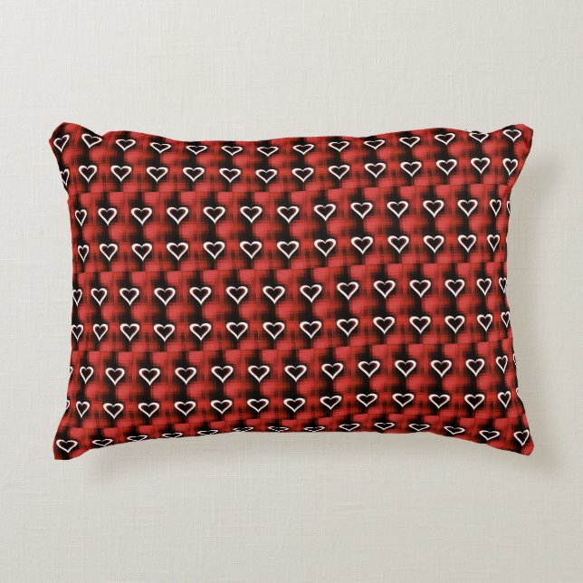 Hearts On Chequerboard Accent Pillow (Front)