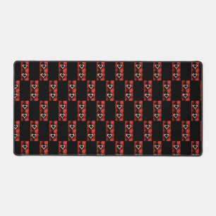 Hearts On Chequerboard Desk Mat