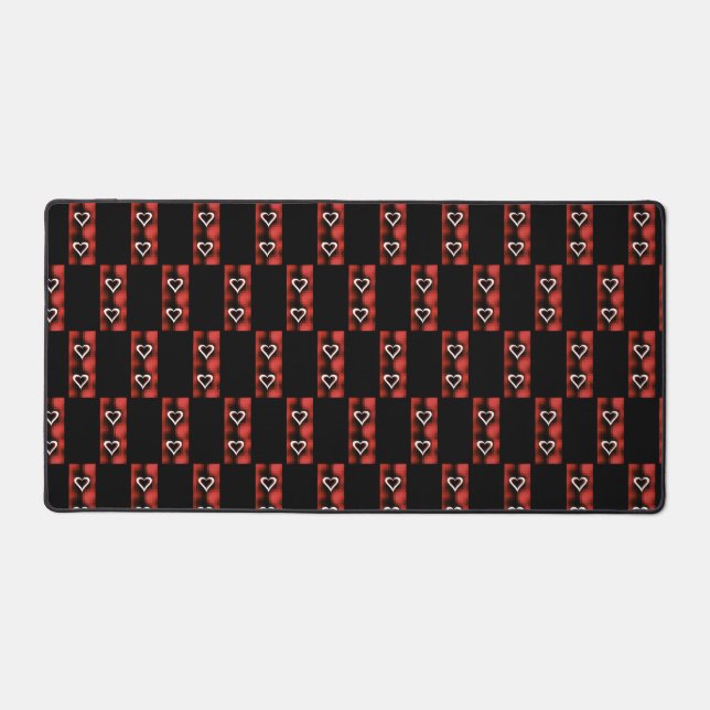Hearts On Chequerboard Desk Mat (Front)