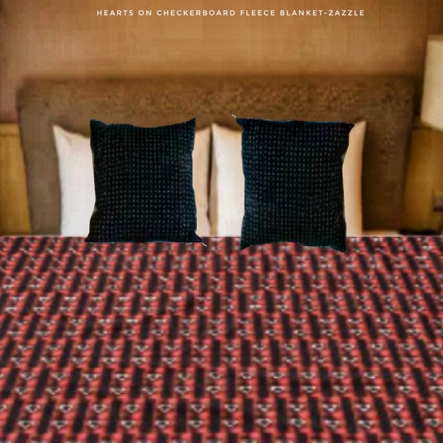 Hearts On Chequerboard Fleece Blanket (Creator Uploaded)