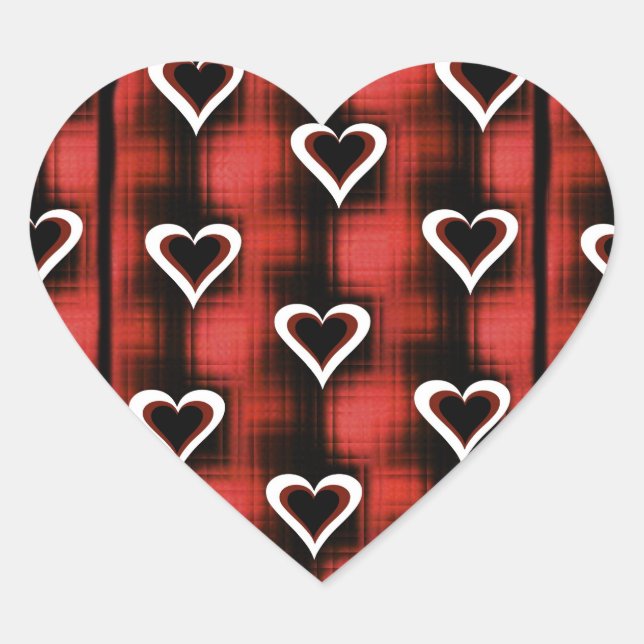 Hearts On Chequerboard Heart Sticker (Front)