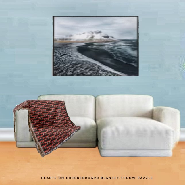 Hearts On Chequerboard Throw Blanket (Creator Uploaded)