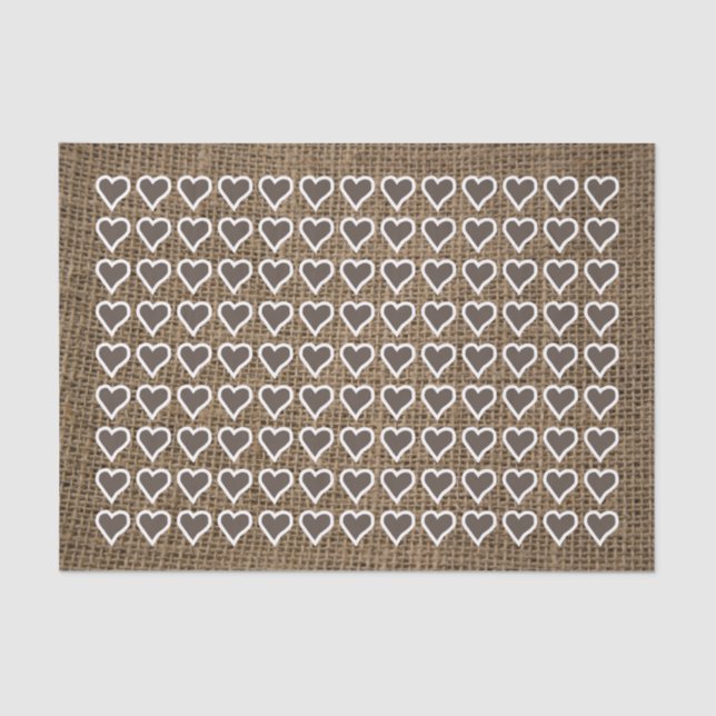 Hearts on Dark Burlap Tissue Paper (Front)