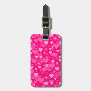 Hearts on Girly Pink Luggage Tag