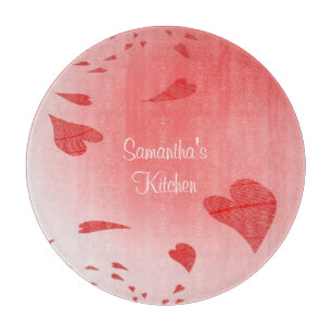 Hearts on Pink Custom Cutting Board