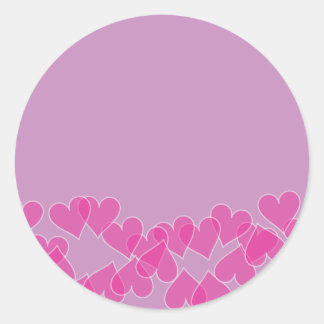 Hearts on Purple Stamps Classic Round Sticker