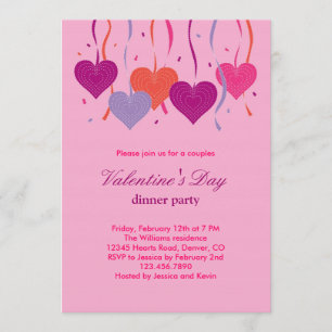 Hearts on String Valentine's Day Invitation