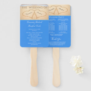 Hearts on the Beach Wedding ceremony program Hand  Fan