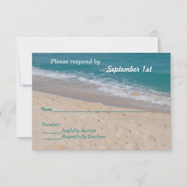 Hearts on the Beach Wedding Invitation RSVP (Front)