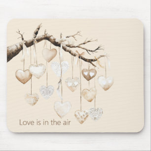 Hearts on Tree Branch Love Mouse Pad