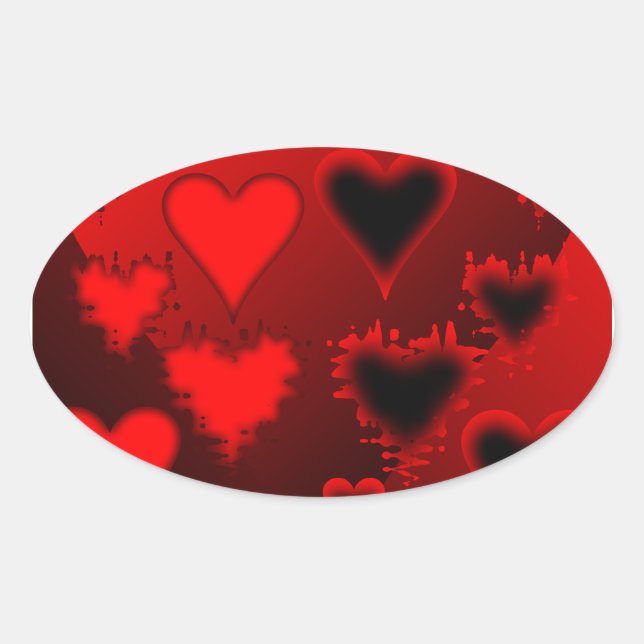 Hearts Oval Sticker (Front)
