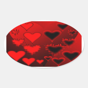 Hearts Oval Sticker