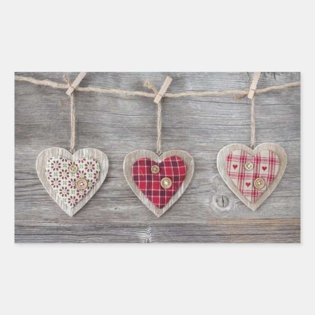 Hearts over a Wooden Table Sticker (Front)