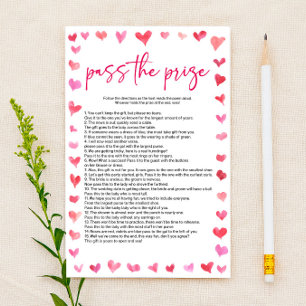 Hearts Pass The Prize Bridal Shower Game Stationery