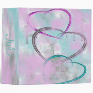 Hearts Pastel Clouds Giraffe Love Personalized Binder