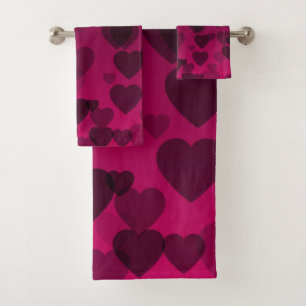 Hearts Pattern 18 Bath Towel Set