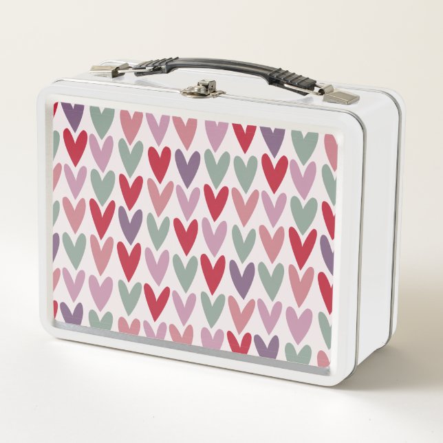 Hearts Pattern 1 Metal Lunch Box (Front)