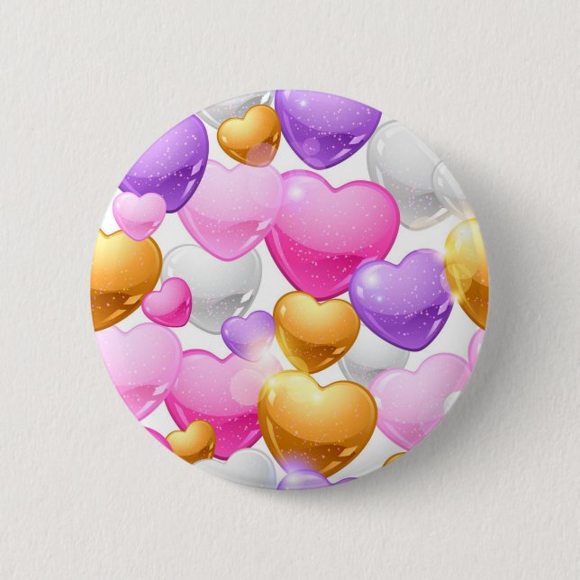 Hearts pattern 2 inch round button (Front)