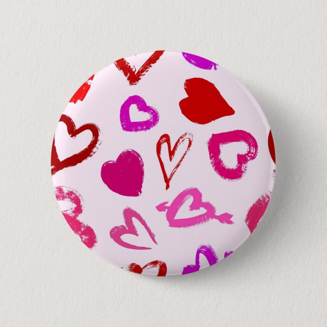 Hearts pattern 2 inch round button (Front)