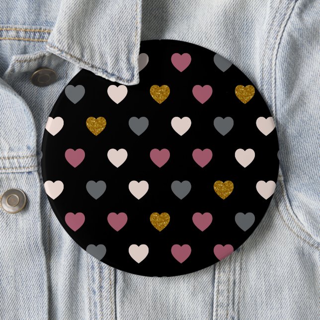 Hearts Pattern 30 6 Inch Round Button (In Situ)