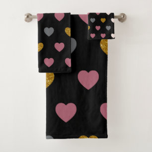 Hearts Pattern 30 Bath Towel Set