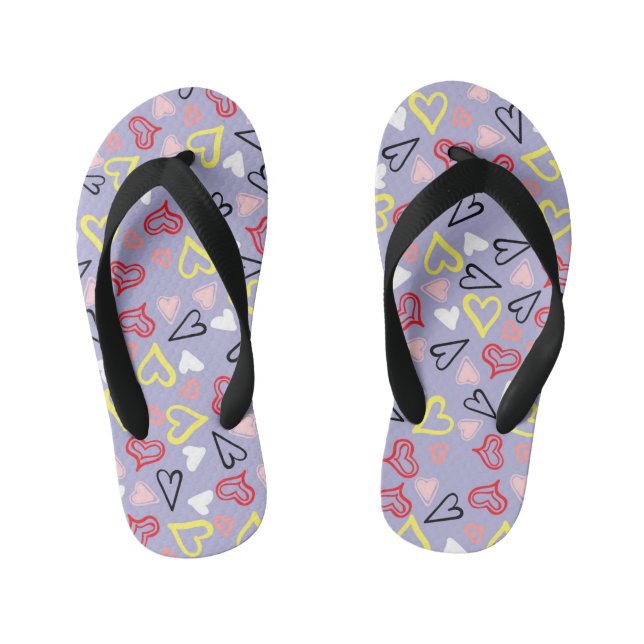 Hearts Pattern 31 Kid's Flip Flops (Footbed)