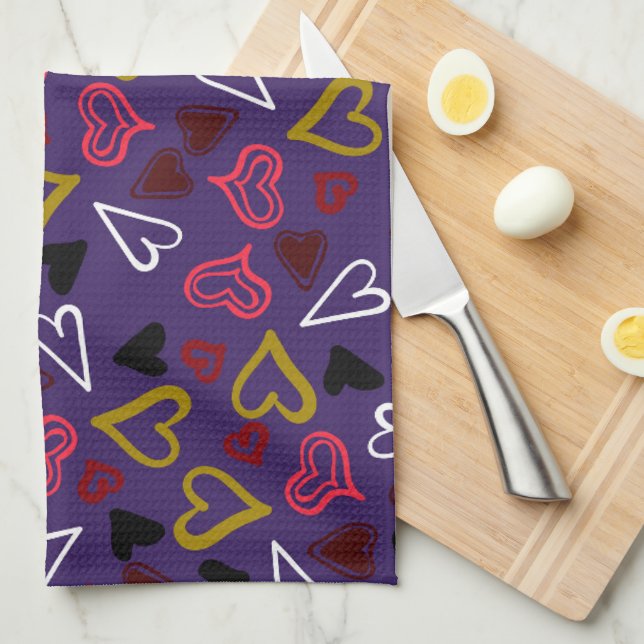 Hearts Pattern 32 Kitchen Towel (Quarter Fold)