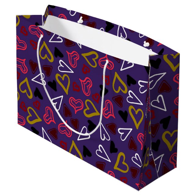 Hearts Pattern 32 Large Gift Bag (Back Angled)