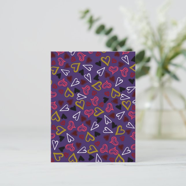 Hearts Pattern 32 Postcard (Standing Front)