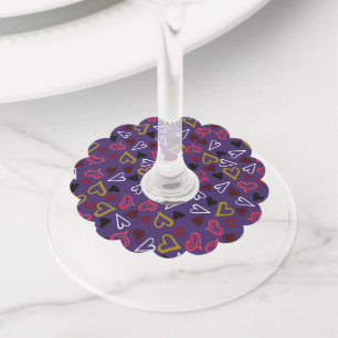 Hearts Pattern 32 Wine Glass Tag