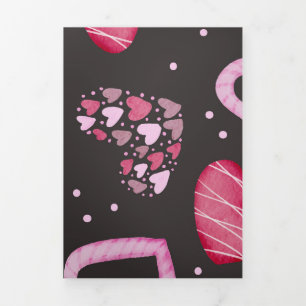 Hearts Pattern 34 Tri-Fold Holiday Card