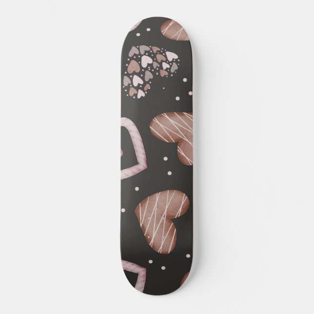 Hearts Pattern 35 Skateboard (Front)