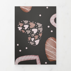 Hearts Pattern 35 Tri-Fold Holiday Card