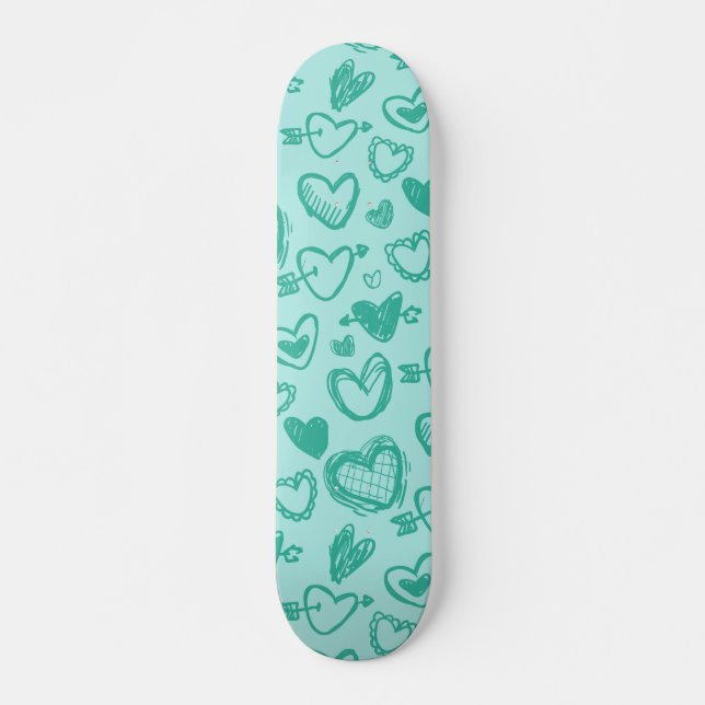 Hearts Pattern 60 Skateboard (Front)