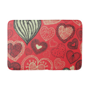 Hearts pattern bath mat