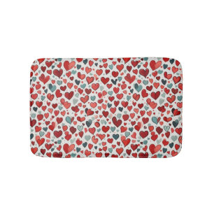 Hearts pattern bath mat