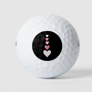 Hearts Pattern Black Pink Grey Cute Pretty Golf Balls