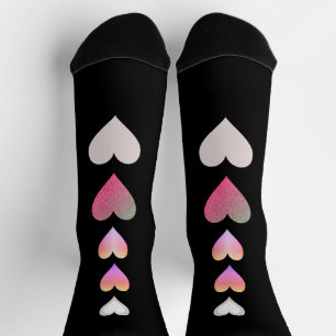 Hearts Pattern Black Pink Grey Cute Pretty Socks