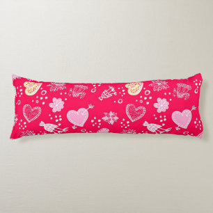 Hearts pattern body pillow