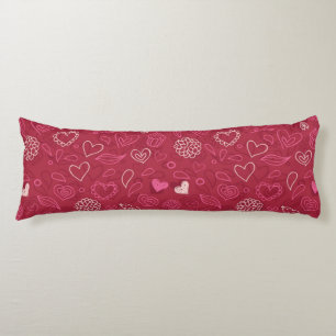 Hearts pattern body pillow