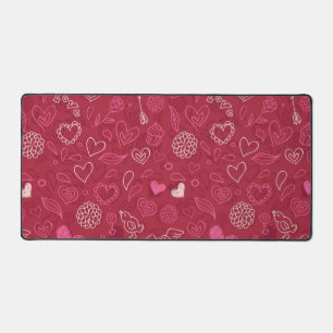 Hearts pattern desk mat