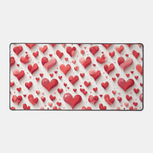 Hearts pattern desk mat