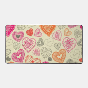 Hearts pattern desk mat