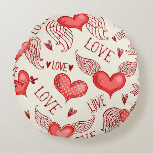 Hearts Pattern for Valentine's Day Round Pillow